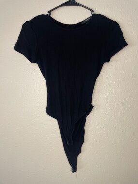 Forever 21 Black Ribbed Short-Sleeve Bodysuit